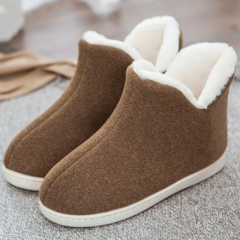 Waterproof Winter Slippers For Men Fur Slides Unisex Suede Plush Shoes Man Casual Walking Loafers 2021 Spring New Arrival