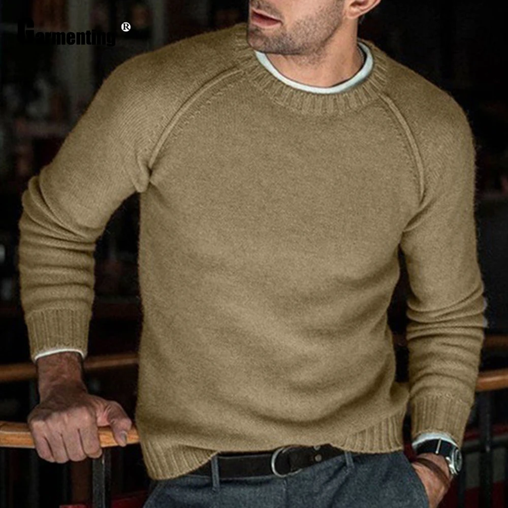 2025 Sweter Atasan Dasar Lengan Panjang Pria Pakaian Sweter Abu-abu Kuning Pulover Rajut Baru Homme Tarik Masculina Ukuran Besar S-3XL