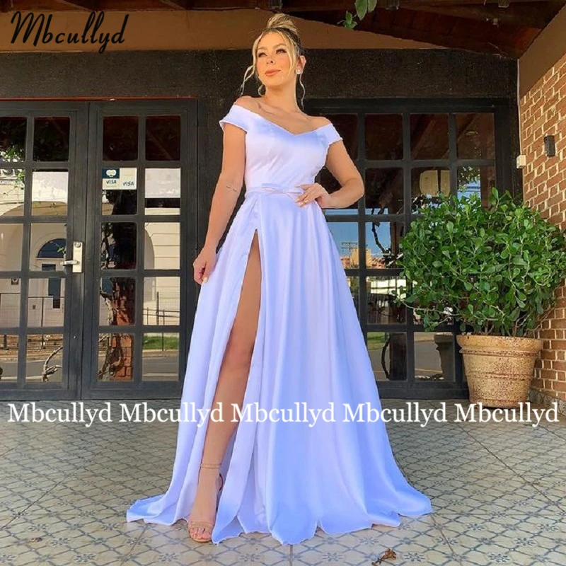 Evening Dresses  Long Dress Off the Shoulder Short Sleeve Split Sweep Train Romantic Prom Gown Formal Party Women Wear