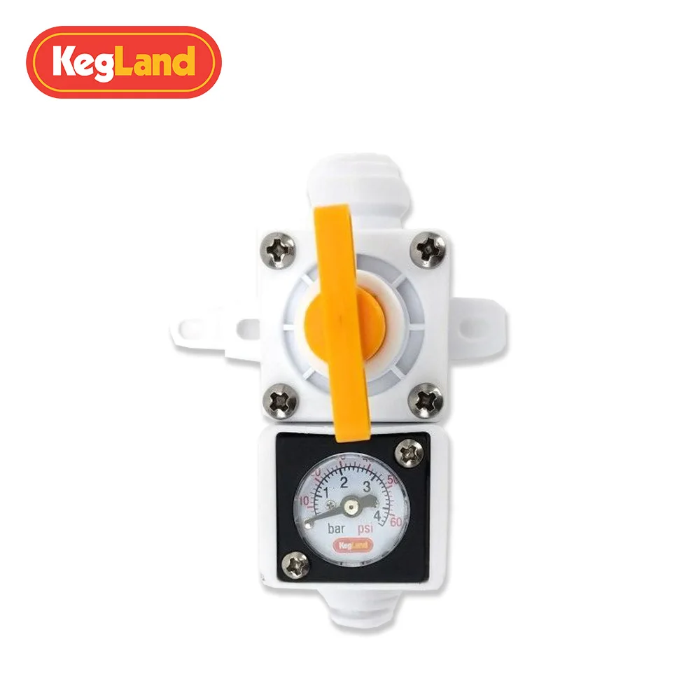 KegLand Duotight Inline In Line Regulator - With Integrated Gauge for Water or Gas - 8mm (5/16\