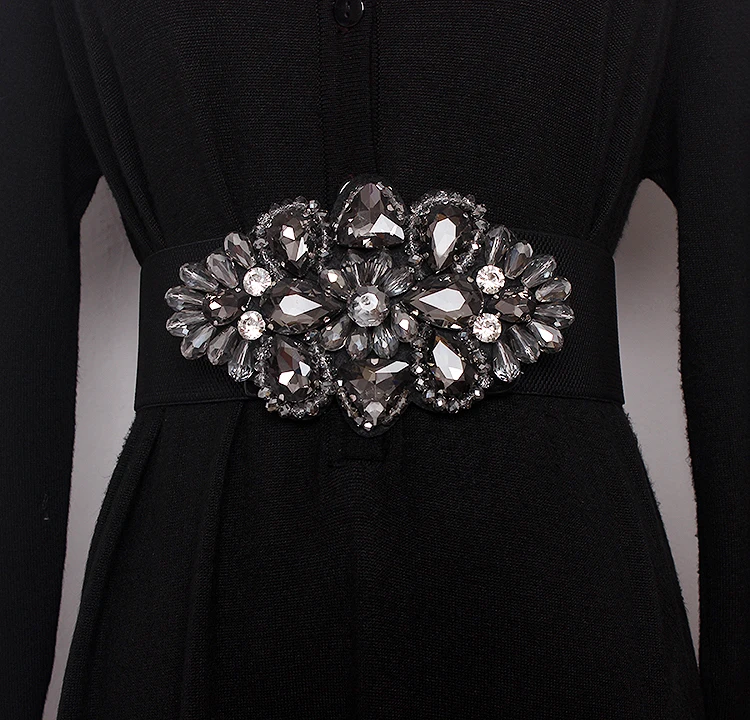 New Rhinestone Belt full crystal wide waistband decorated female body sculpting band designer wide elastic women belts SC50