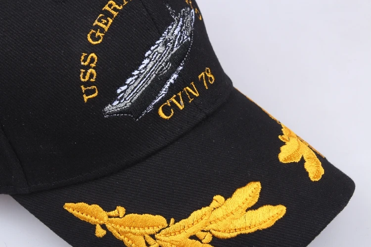 U.S. Baseball Hat Souvenir Ship Sailor Black Sun Hat Outdoor Embroideried Caps New Arrival