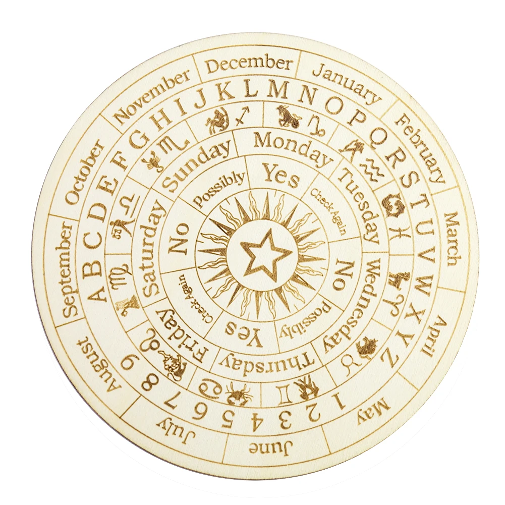 Wooden Twelve Constellation Divination Pendulum Board Sign Home Decor Star Sun Moon Altar Message Board Meditation Coaster Craft