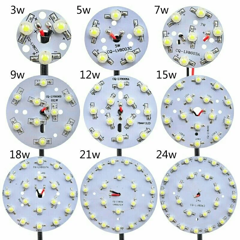 10PCS LED PCB Chip beads 1W 3W 5W 7W 9W 12W 15W 18W High Power Heat Sink Aluminum 23MM 32MM 78MM 90MM 100M Base Plate Downlight