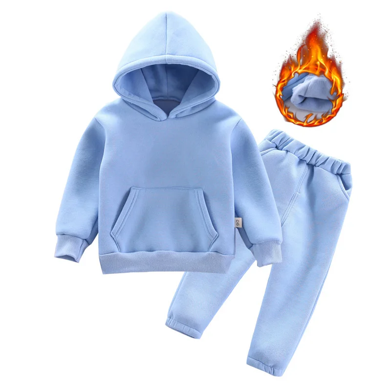 New Autumn Winter Fashion Baby Boys Girls Clothes Children Thicken Hoodies Pants 2Pcs/Set Toddler Sports Costume Kids Tracksuits