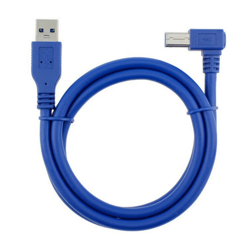 USB 3.0 Type A Male to B Male 90 degree elbow Angled Printer Cable Cord blue color 0.6m 1m 1.8m