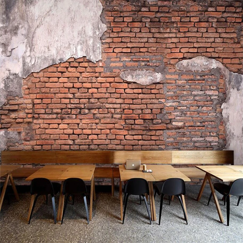 custom Retro red gray brick wallpapers for living room decoration background wall painting photo wallpaper home decor Stickers