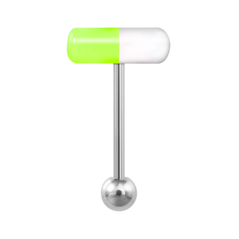 1pc Kapsel Zunge Ring Acryl Pille Zunge Piercing Stud Barbell Chirurgenstahl Bar Bunte Punk Frauen Männer Körper Schmuck 14G