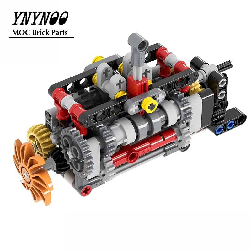 NEW Technical 6 Speed Gearbox matched V16 Clyinder Engine MOC Building Blocks Parts Pack Bricks Model DIY Education Toys Gifts