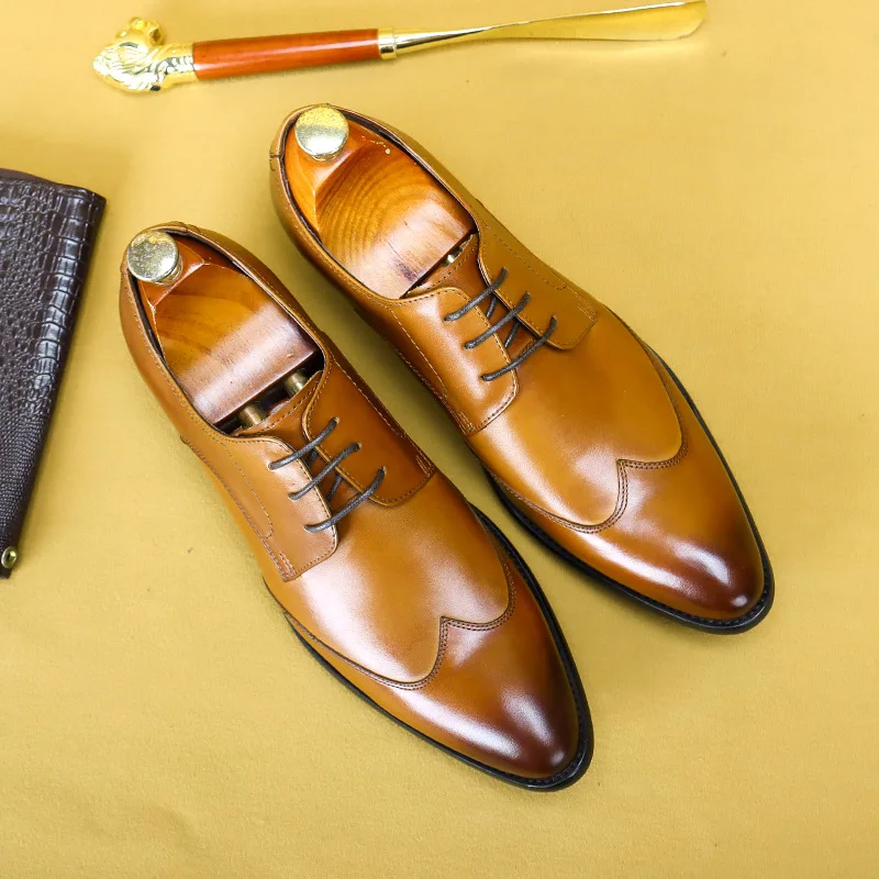 

2024 High Quality Handmade Oxford Dress Shoes Men Genuine Cow Leather Suit Shoes Footwear Wedding Formal Italian Shoes