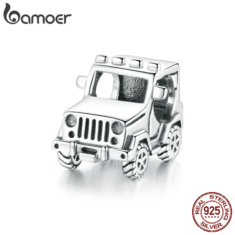 Bamoer Original 925 Sterling Silver Off-road Vehicle Charms for Women Bracelet & Bangle DIY Jewelry Coffee Beads Camera Charms