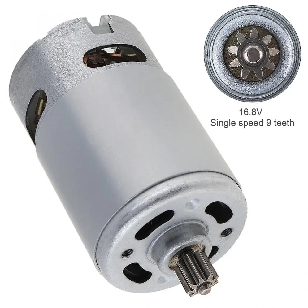 RS550 19500 RPM 16.8V 21V 25V DC Motor with Single Speed 9/11/12 Teeth and High Torque Gear Box for Electric Drill / Screwdriver