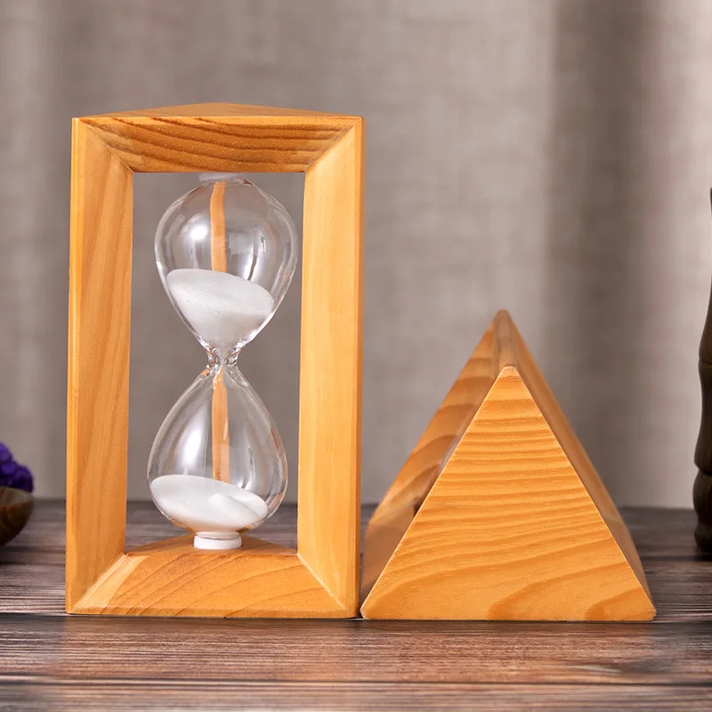 Nordic Style Retro Decor Triangular Wood Glass Hourglass 5/10/15/30 Minutes Sand Timer Craftwork Home Living Room Desk Accessory