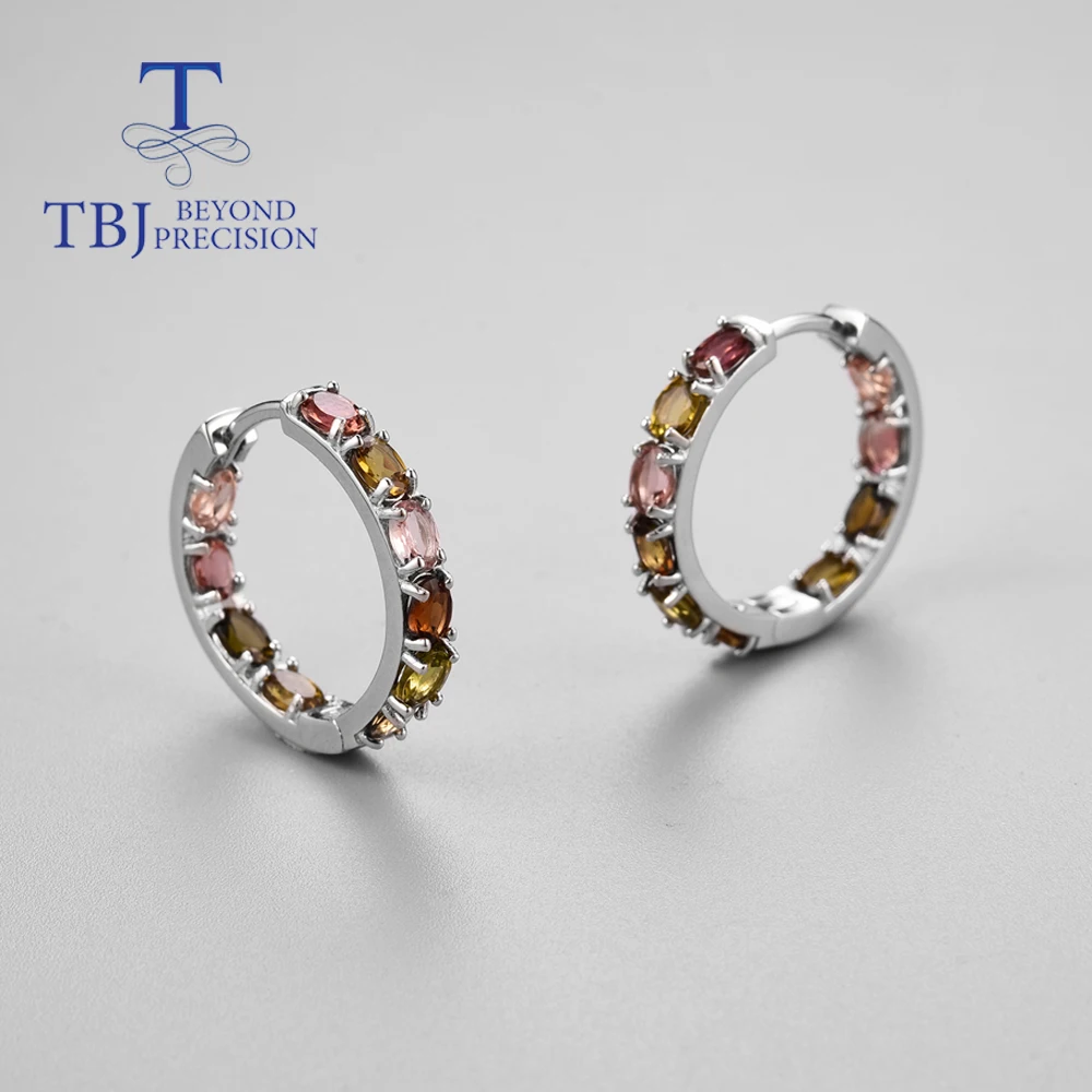 Natural multicolor Tourmaline oval 3*4mm gemstone earrings 925 sterling silver fashion classic women daily wear finejewelry