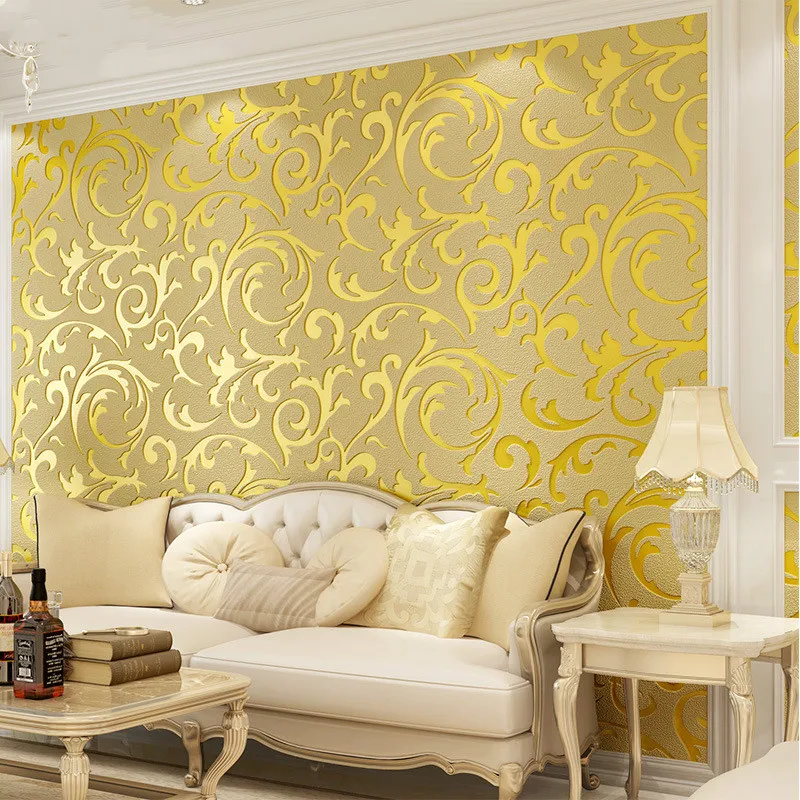wellyu papel de parede 3d European deerskin velvet Wallpaper Roll Living Room TV Background gold beige Wall Paper bedroom 3D
