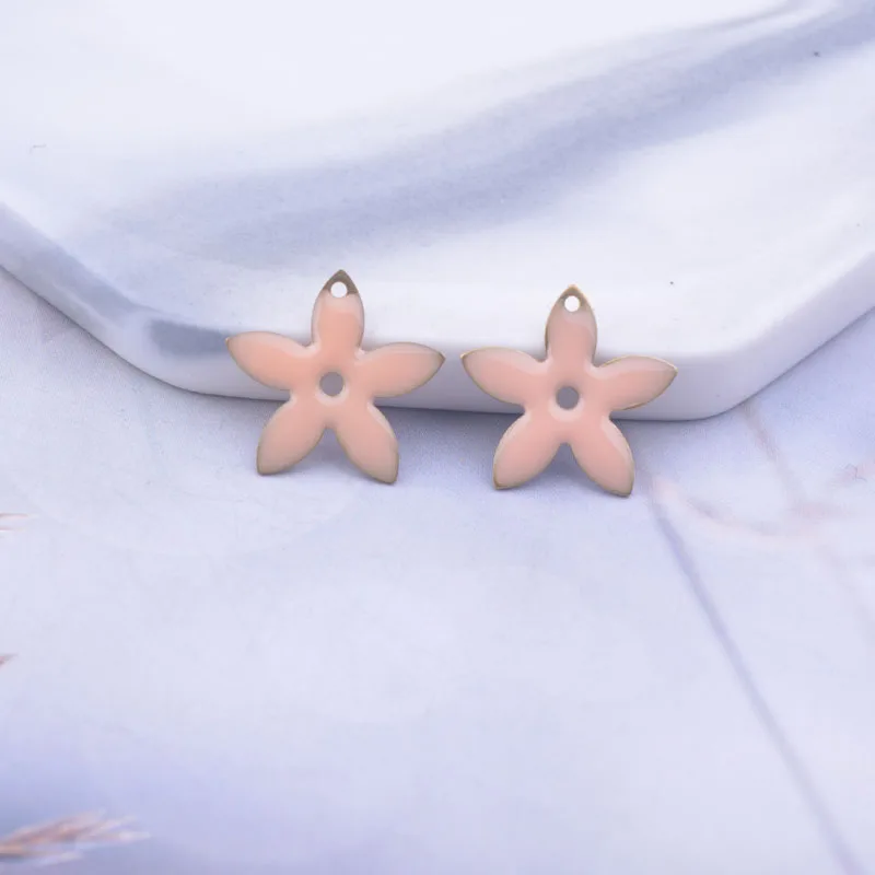 30 Stück 15mm Doppelseitige Emaille-Blumenanhänger Kupfer-Emaille-Anhänger DIY Ohrring Schmuckzubehör – Detail 4
