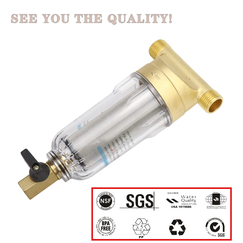 Water Filters Front Purifier Copper Lead Pre-filter Backwash Remove Rust Contaminant Sediment Pipe Stainless Steel Central