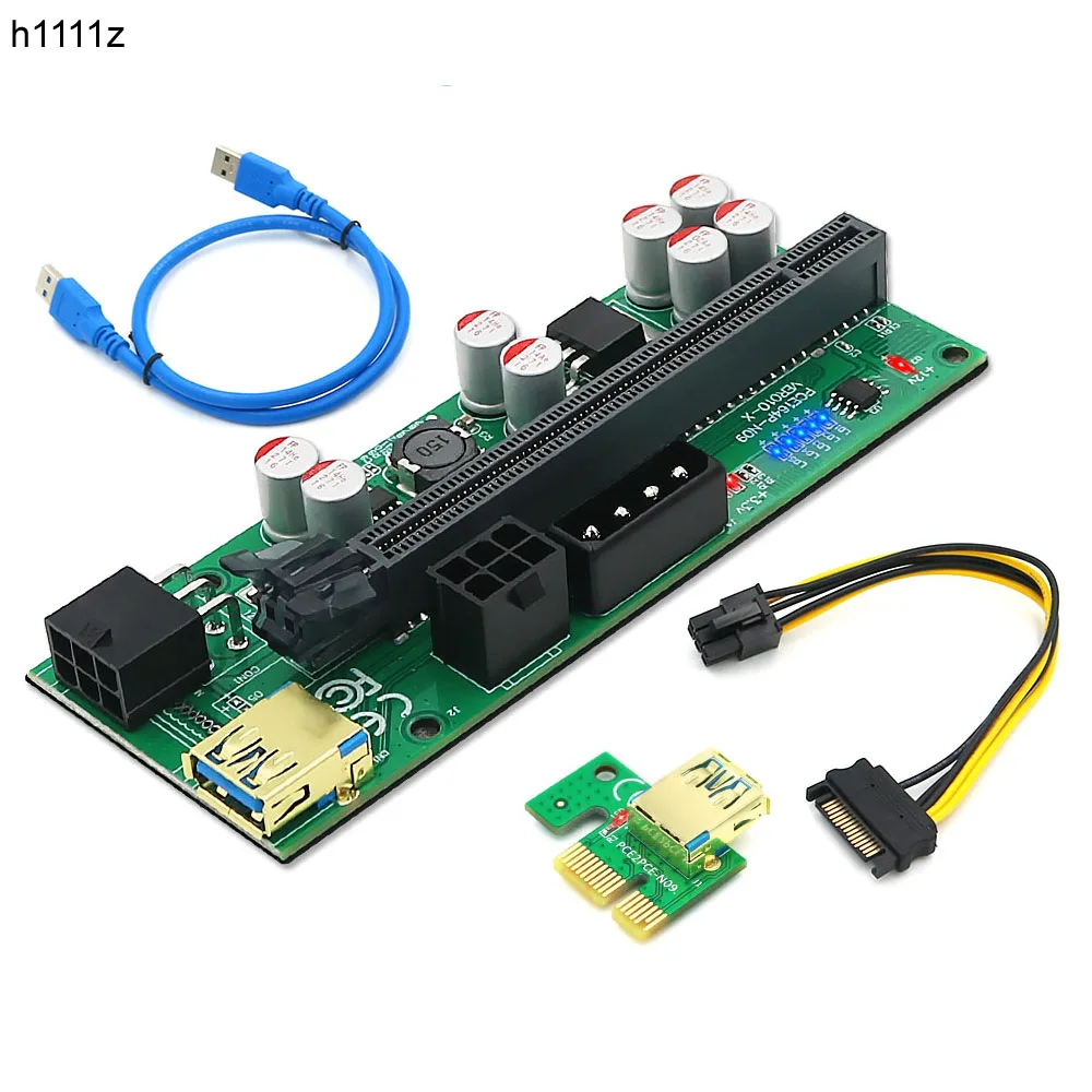 

1-10PCS VER010-X PCIE Riser 010 PCI Express X16 Cabo Riser For Video Card 4Pin 6Pin Power 8 Capacitance For Bitcoin Miner Mining