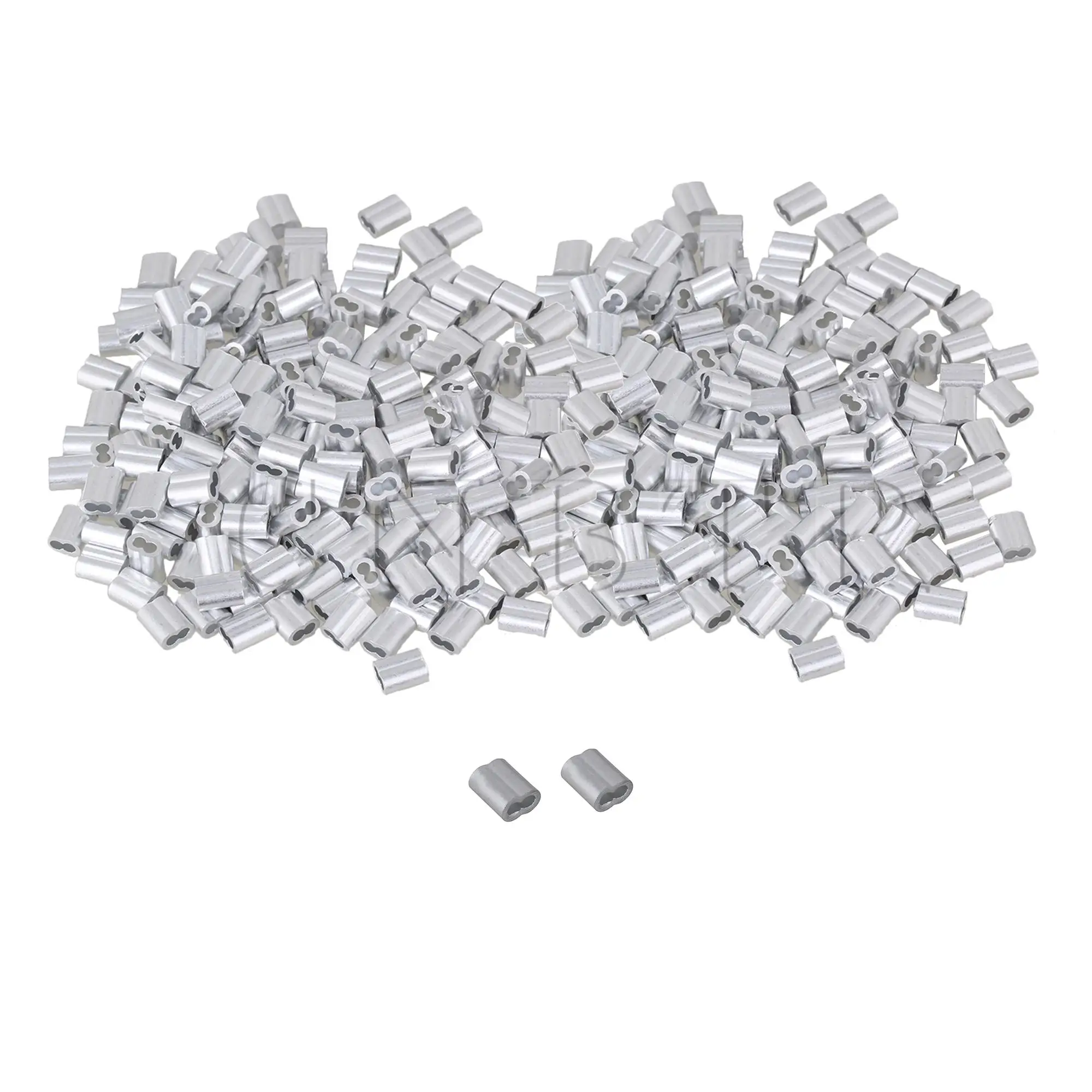 CNBTR 400Pcs Silver M2 Aluminum Double Ferrules Wire Sleeve Clip for 2mm Cable