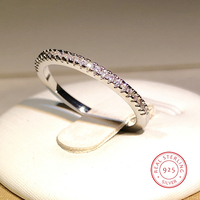 925 Sterling Silver Delicate Single Row Small Zircon Ring Shiny For Ladies Party Birthday Jewelry Gift