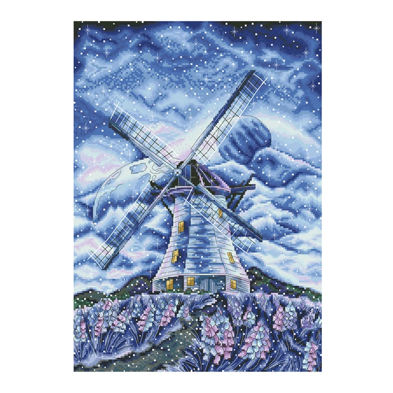 Windmill under the blue sky cross stitch kit 18ct 14ct 11ct unprint fabric cotton thread DIY embroidery kit home wall decoration