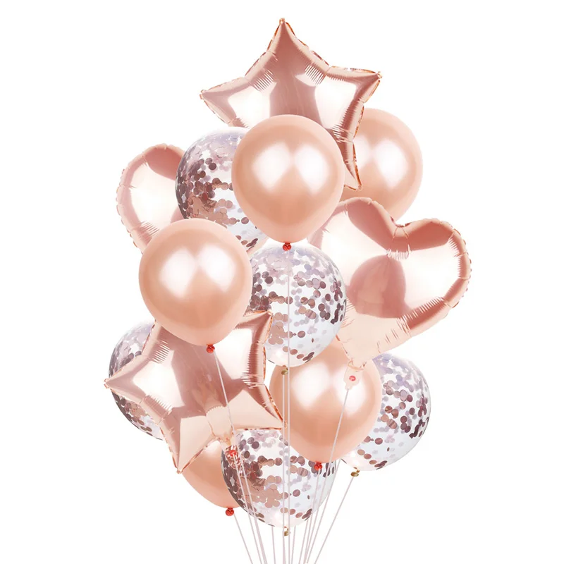 14Pcs Multi Confetti Balloon Happy Birthday Party Balloons Rose Gold Helium Ballons Boy Girl Baby Shower Party Supplies image 3