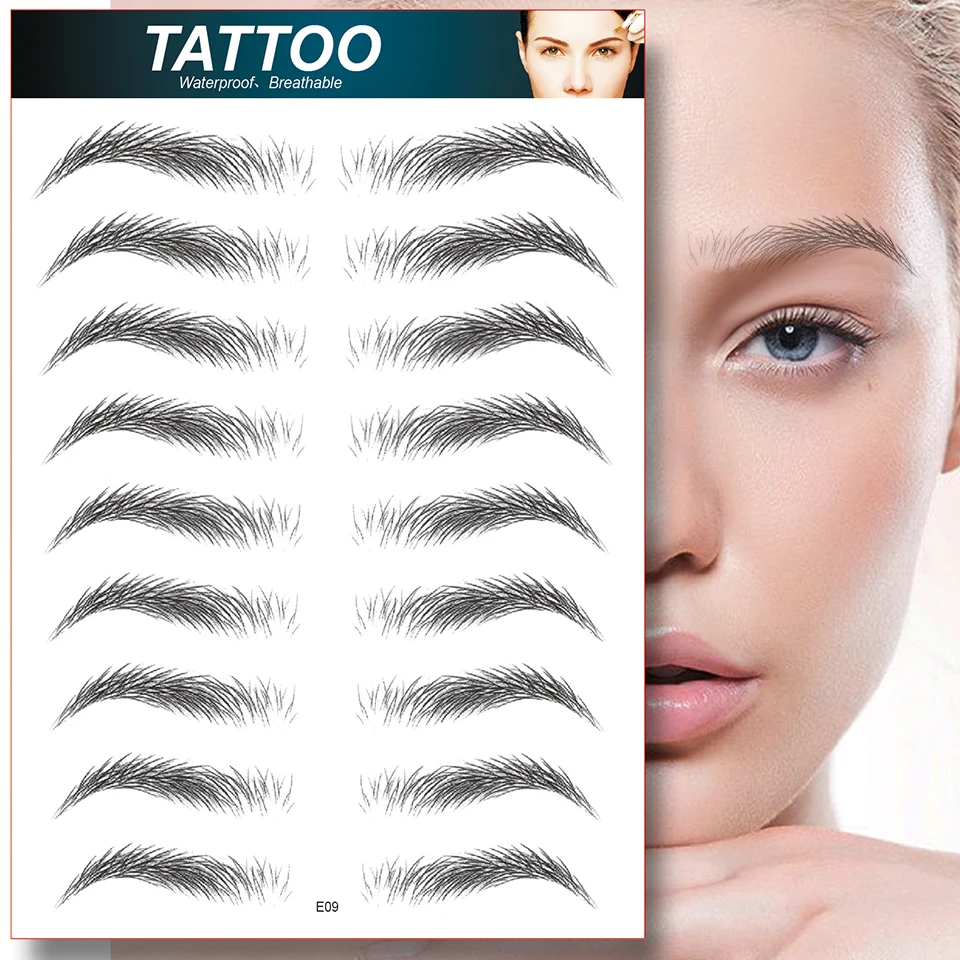 4D Hair Like Eyebrow Sticker Black/Brown Color Eyebrows Long Lasting Waterproof Tattoo Sticker for Eyebrow Cosmetics Makeup Tool