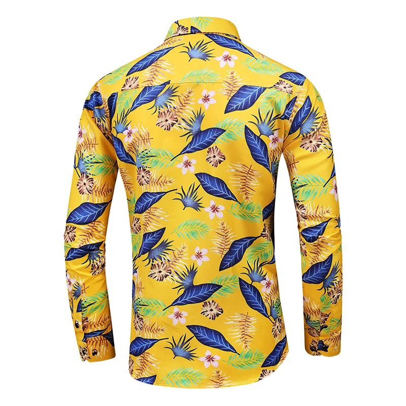 LIFENWENNA Autumn New Fashion Printed Shirt Men Casual Plus Size Long Sleeve Shirts Mens Flower Beach Hawaiian Shirt 5XL 6XL 7XL