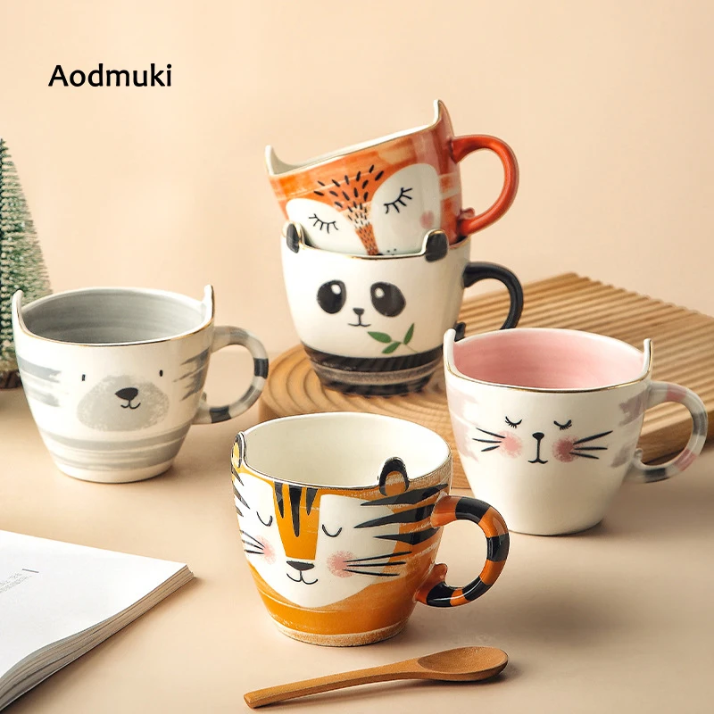 

Animal Ceramic Cup Cartoon Porcelain Cup Coffee Mug Breakfast Milk Cup Large Capacity Drinking Cup Friend Gift Couple Water Cup