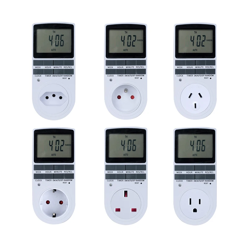 Electronic digital timer switch UK US AU EU FR kitchen timer 24 Hour cyclic programmable timing socket