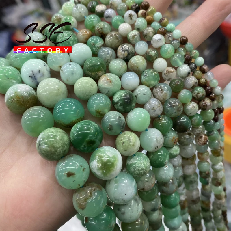 A+ Natual Australia Jades Semi-precious Beads Chrysoprase Stone Round Loose Beads For Jewelry Making DIY Bracelets 6 8 10 mm 15