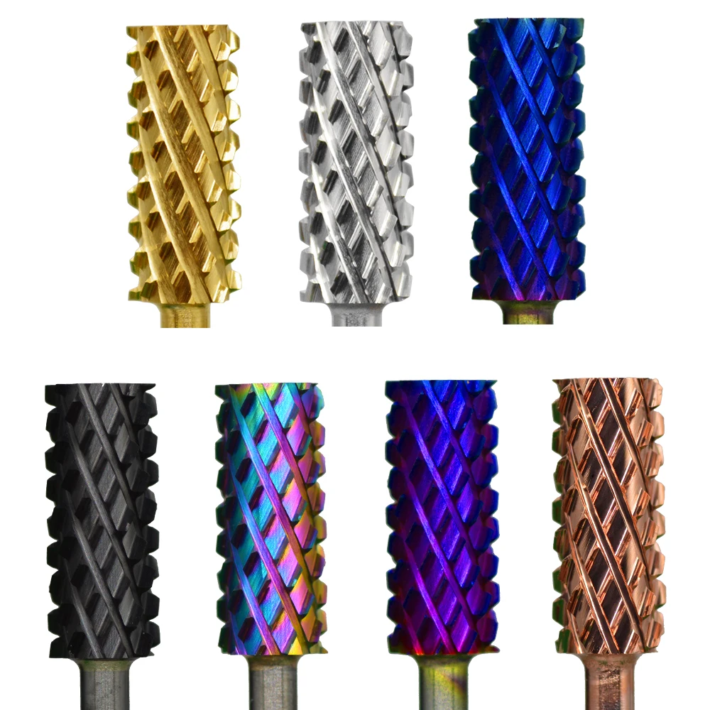 RolinStar 5.35 Small Barrel 4XC Gold Silver Dark Purple Blue Rainbow Rose gold 7 different color nail drill bits Cutter