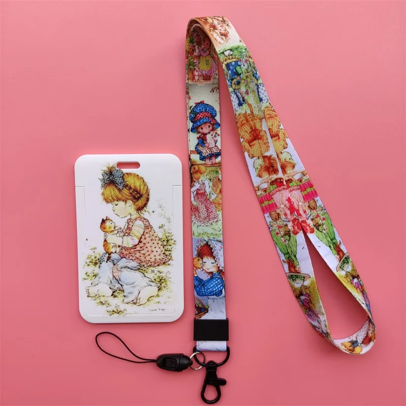 Fresh Office Ladies ID Card Holder Pretty Neck Strap Lanyards Name Badge Holder Card Cover Key Chain for Christmas Gift