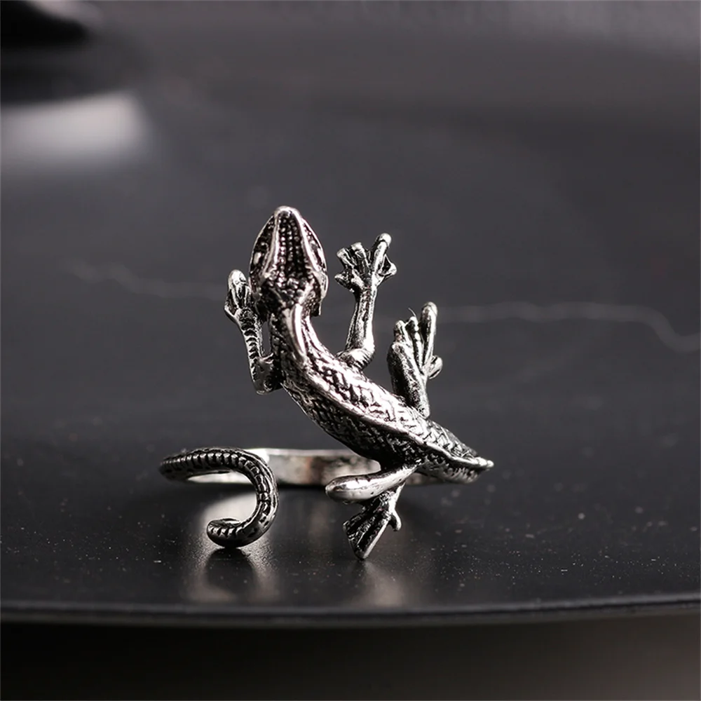 Retro Lizard Ring for Men Women Vintage Animal Adjustable Opening Finger Ring Party Jewelry Accessories Gift Gothic Decor