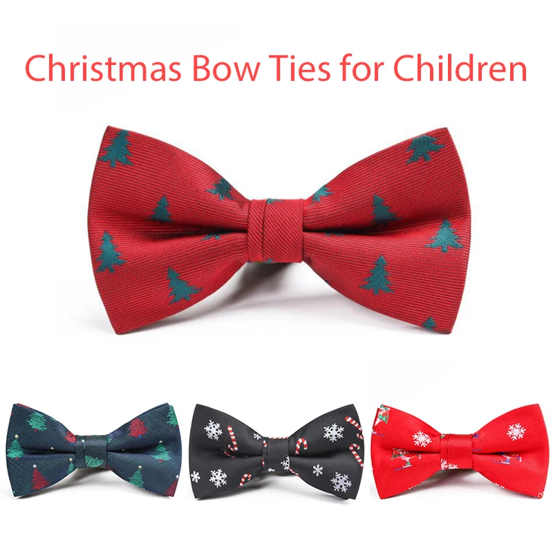 New Christmas Bow Ties for Children Shirt Snow Pattern Quality Bowties for Boys Festival Neck Ties