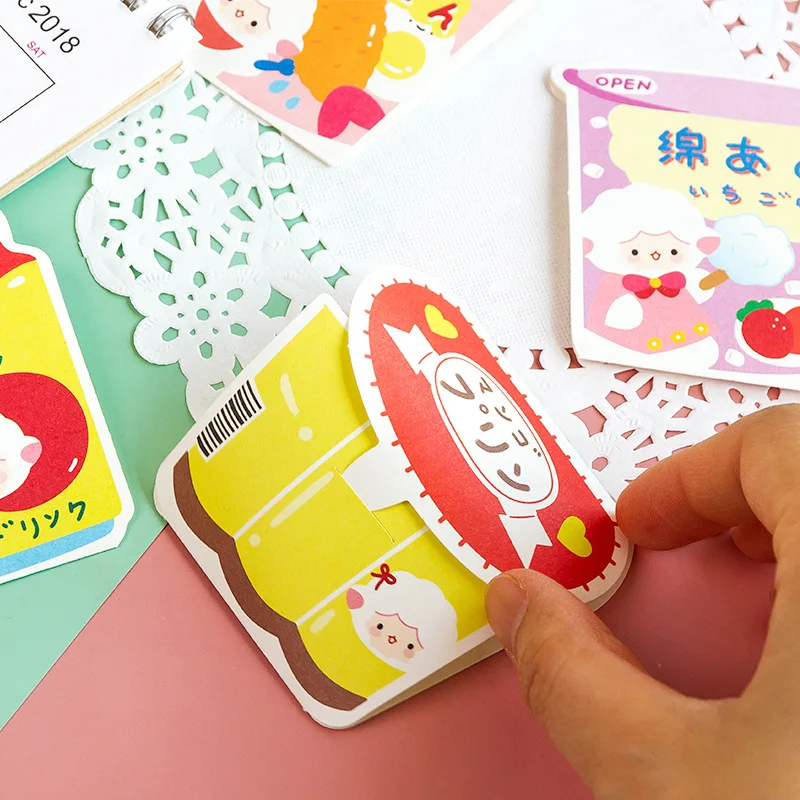 6pcs Cute Food Snacks Memo Pad Decoration Notepad Planner Message Notes Paper Bookmark Kawaii Stationery School Supplies