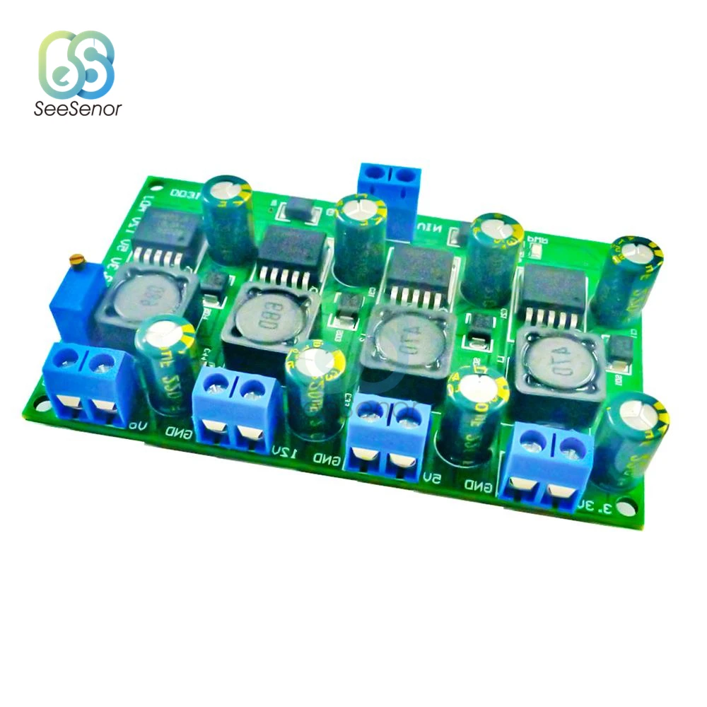 3A 4 Channels Multiple Switching Power Supply Module 3.3V 5V 12V Adjustable Output DC DC Step-Down Buck Converter Board