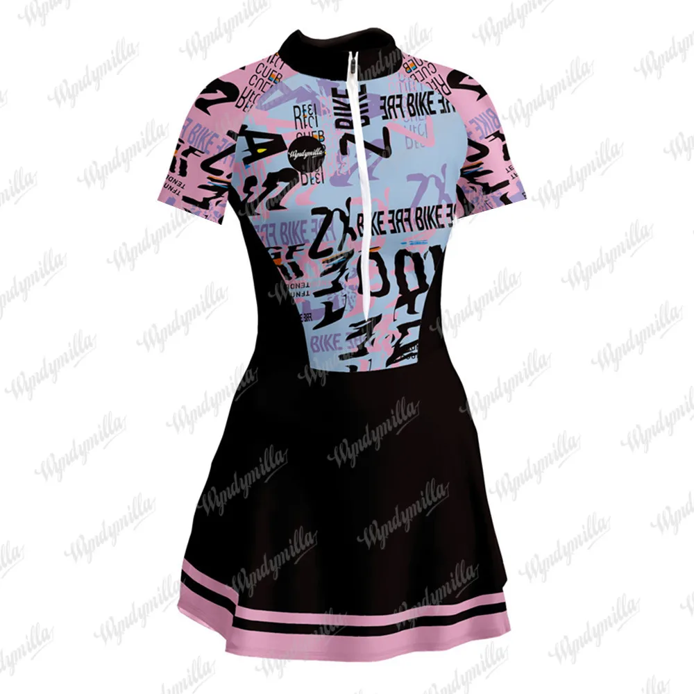 

wyndymilla Cycling Jersey Skirt Female Triathlon Skinsuit Skirt Ciclismo Bicycle Jumpsuit Fitness Mtb Run Sexy Mini little Dress