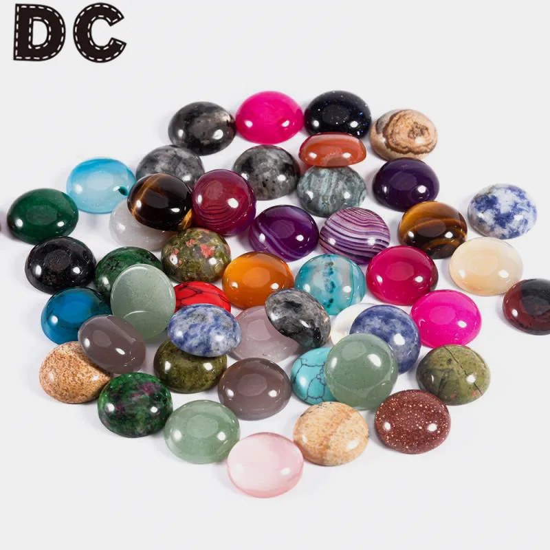 DC 10pcs/lot Natural Stone Cabochons 4/6/8/10/12mm Round Cabochon for DIY Ring Earring Bracelet Necklace Making Jewelry Findings