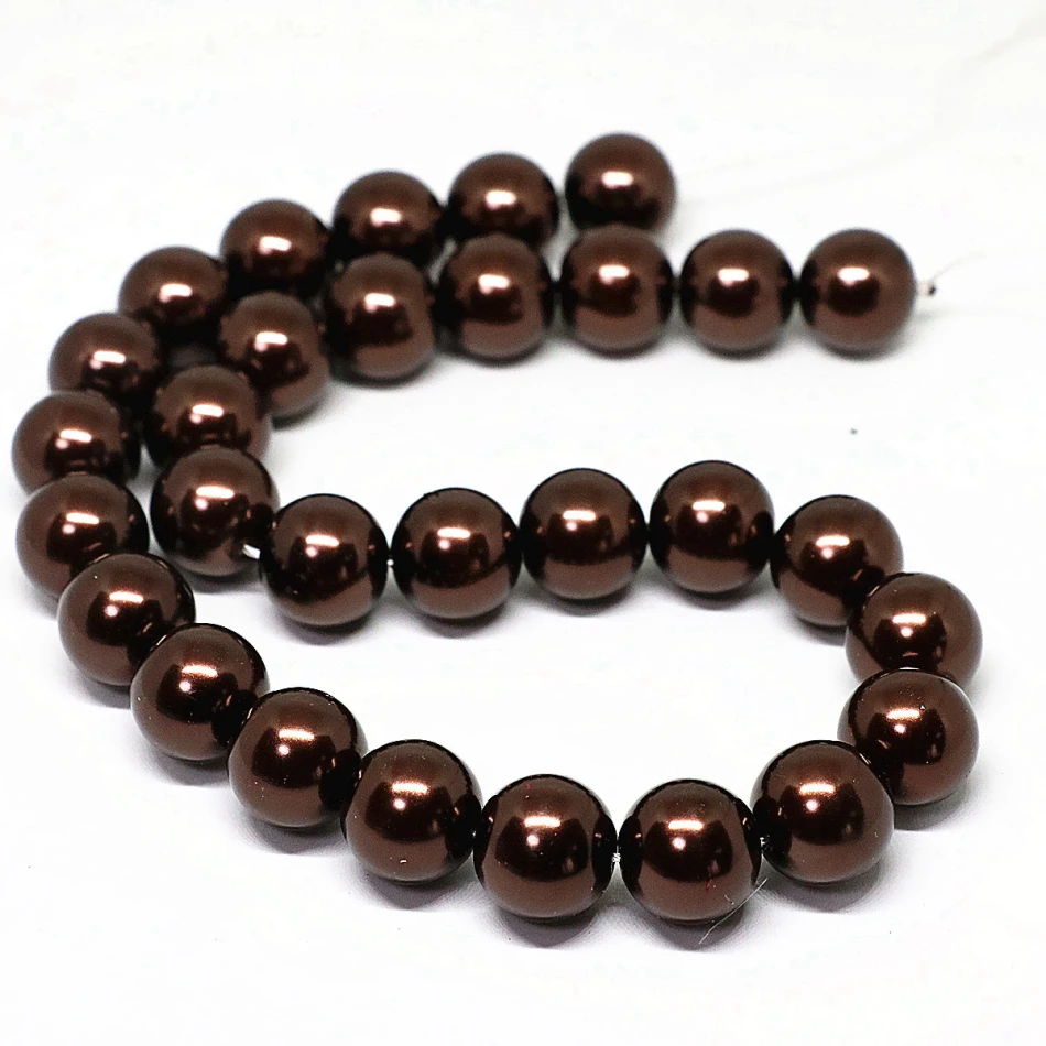 AA+ beads Vintage chocolate round imitation shell pearl factory outlet jewelry making for gift necklace loose beads 4-14mm 15\