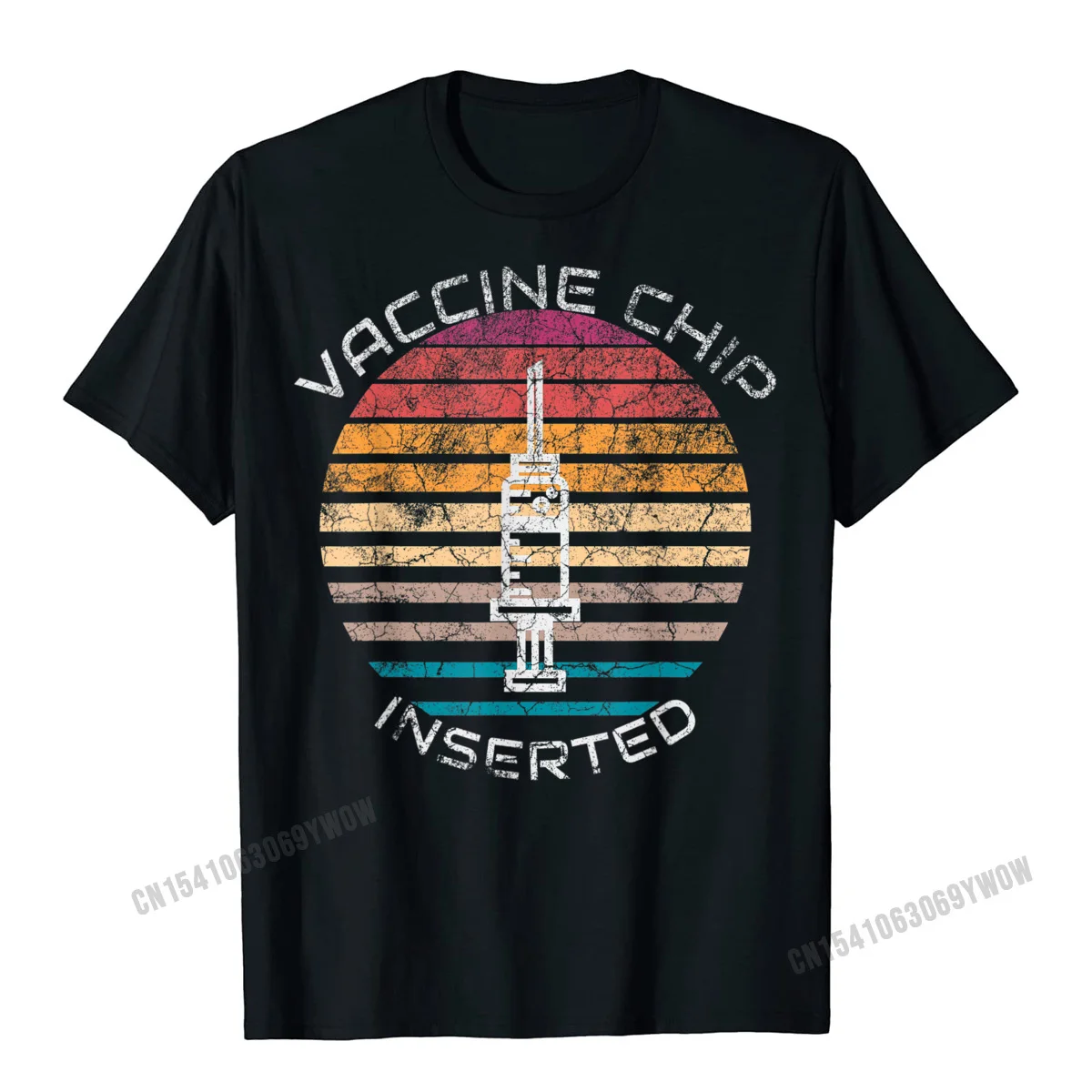 Vaccine Chip Inserted Funny Vaccination T-Shirt Men Family Cotton Men's Tees Casual Hip Hop T Shirts Custom