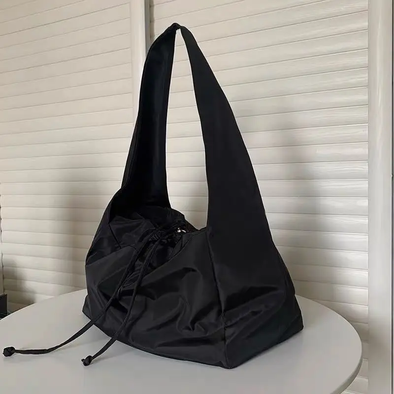 Women Bag New Nylon Bucket Fashion Solid Zipper SOFT Shoulder Bag Purses and Handbags Luxury Designer Black Tote Bag