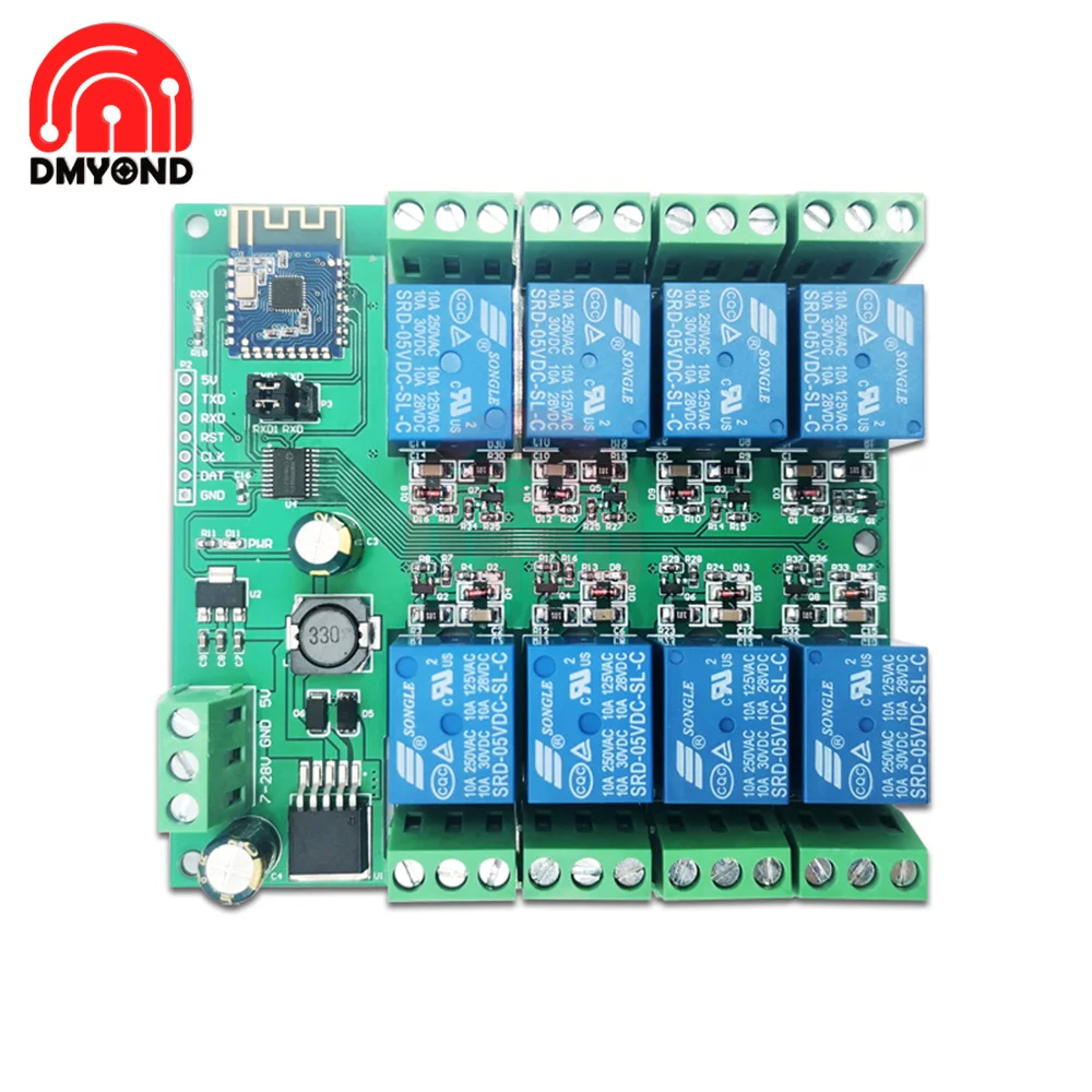 8-channel BLE for Bluetooth 5.0 relay module Reserved UART debugging interface connected to MCU for transparent transmission Dro