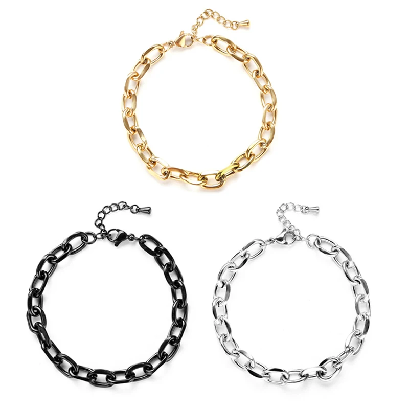 Simple fashion geometric coarse style creative cold wind personality titanium steel chain bracelet stainless steel bracelet