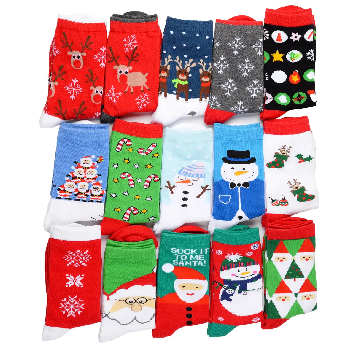 5 Pairs Men Women Cotton Cartoon Christmas Socks Gift Tree Cute Santa Claus Elk Snow Funny Sock Happy Winter Harajuku New Year