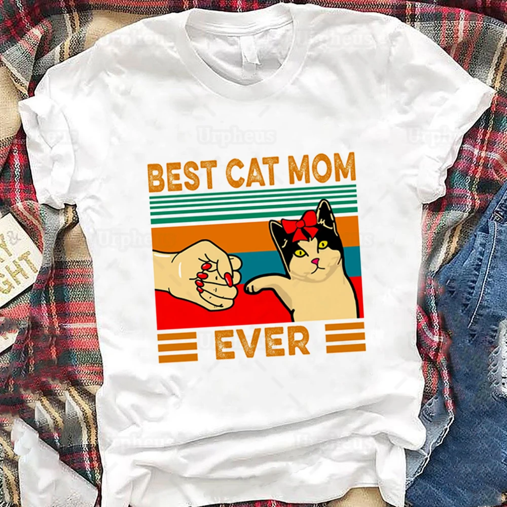 Best Cat Mom Ever T Shirt Keep Pets Life Kitten Shirts Mama Cats Summer Top Cotton Tees