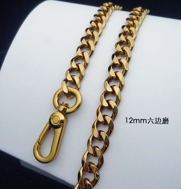 8mm/12mm Golden Metal Bag Chain Package Iron Chain Single Shoulder Bag Hardware Bag Parts Woman Clutch Chain With Hook