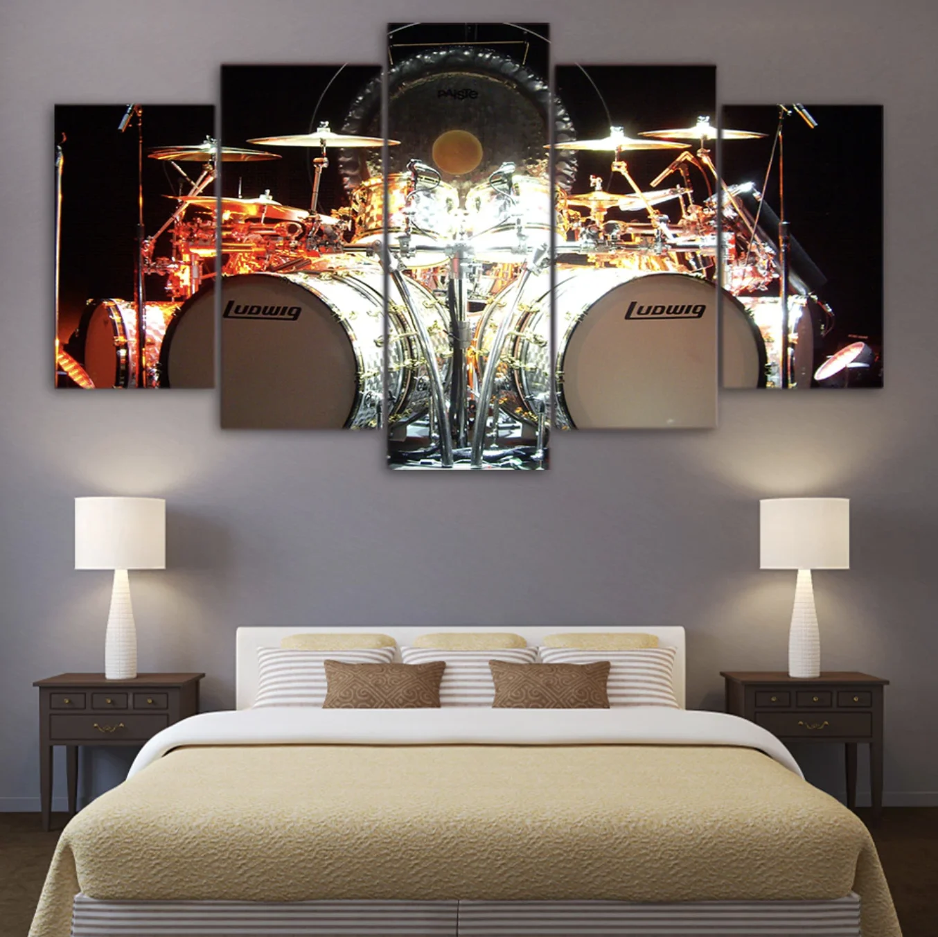 Music Drums Kit Instrument 5 pcs Modern Home Wall Decor Canvas Picture Art HD Print Painting On Canvas for Living Room Unframe