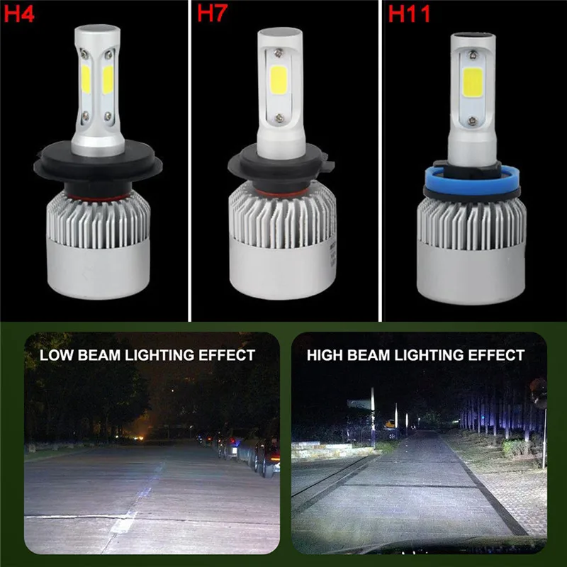 Bombillas LED para faros delanteros de coche, luz de estilo brillante, H4, H7, H11, COB, Hi-Lo, 36W, 16000LM, 6000K, 12V, 1 unidad