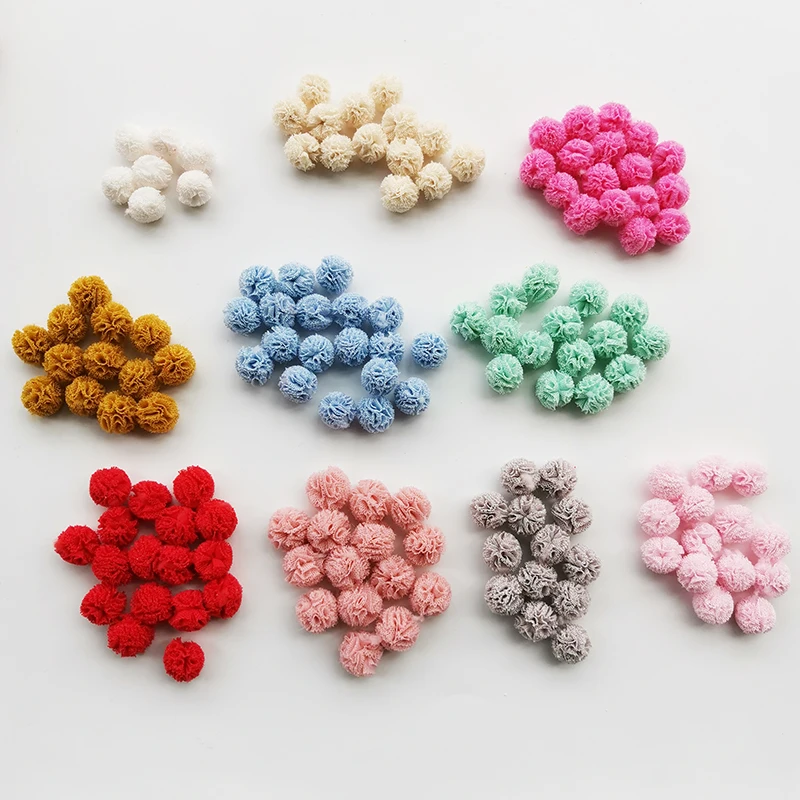 100pcs/lot 15mm 10colors mesh flower ball For sewing on Scarf Shoes Hats Fur DIY Crafts Hair clip Accessories